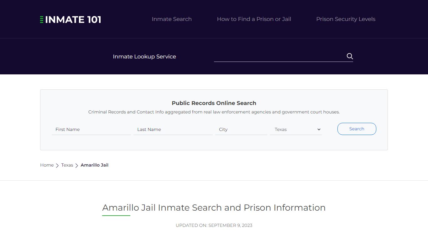 Amarillo Jail Inmate Search and Prison Information